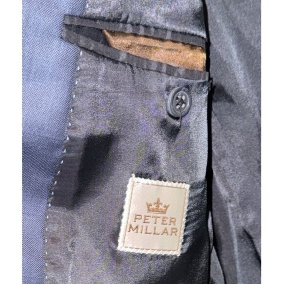 PETER MILLAR Men’s Size 44T 100% Wool Navy Blue Blazer Jacket - Picture 5 of 8